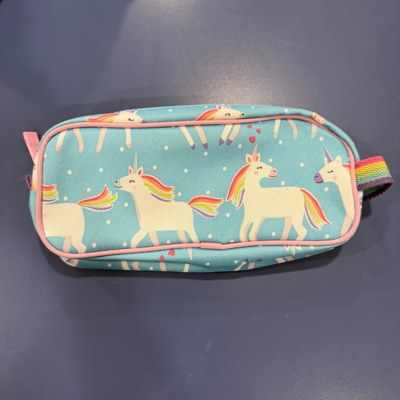 Pottery Barn Kids Aqua Unicorn Backpack (Size Large), Lunchbox, pencil case - Picture 9 of 12